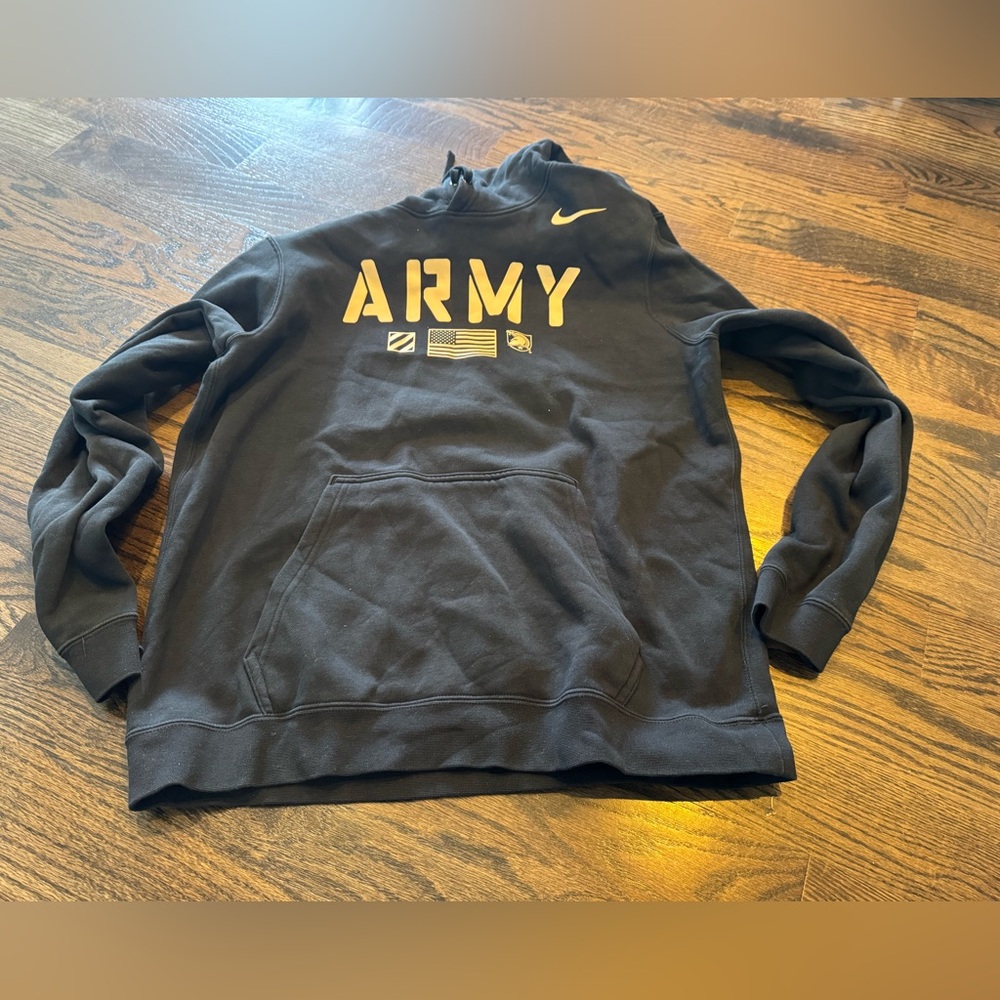 Nike Men's Army Black Hoodie with Gold Army Design